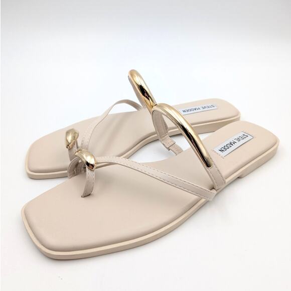 Steve Madden Arley Flip Flop Sandals Women's Beige/Gold Size US10M EU41 - Picture 1 of 10